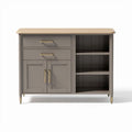Gray storage console with two drawers and shelves 80 x 40 x 80cm