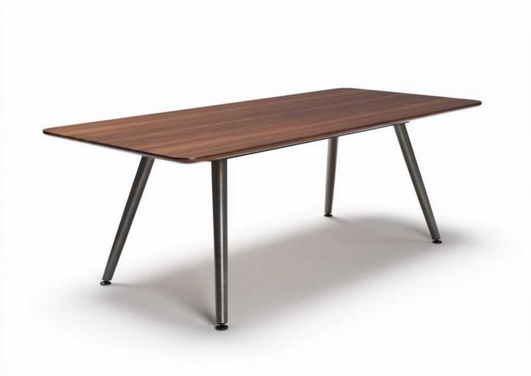 Wooden dining table with steel legs 180 x 90 x 75cm rustic brown finish