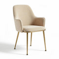 Upholstered dining chair in beige fabric with gold metal legs 50 x 50 x 85cm