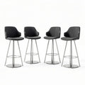 Bar stool set of four with velvet upholstery and metal legs 45 x 45 x 100cm