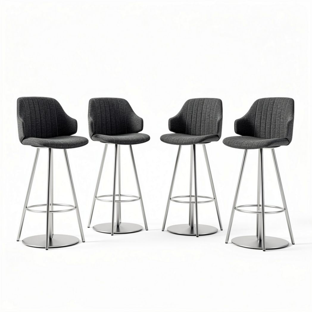 Bar stool set of four with velvet upholstery and metal legs 45 x 45 x 100cm