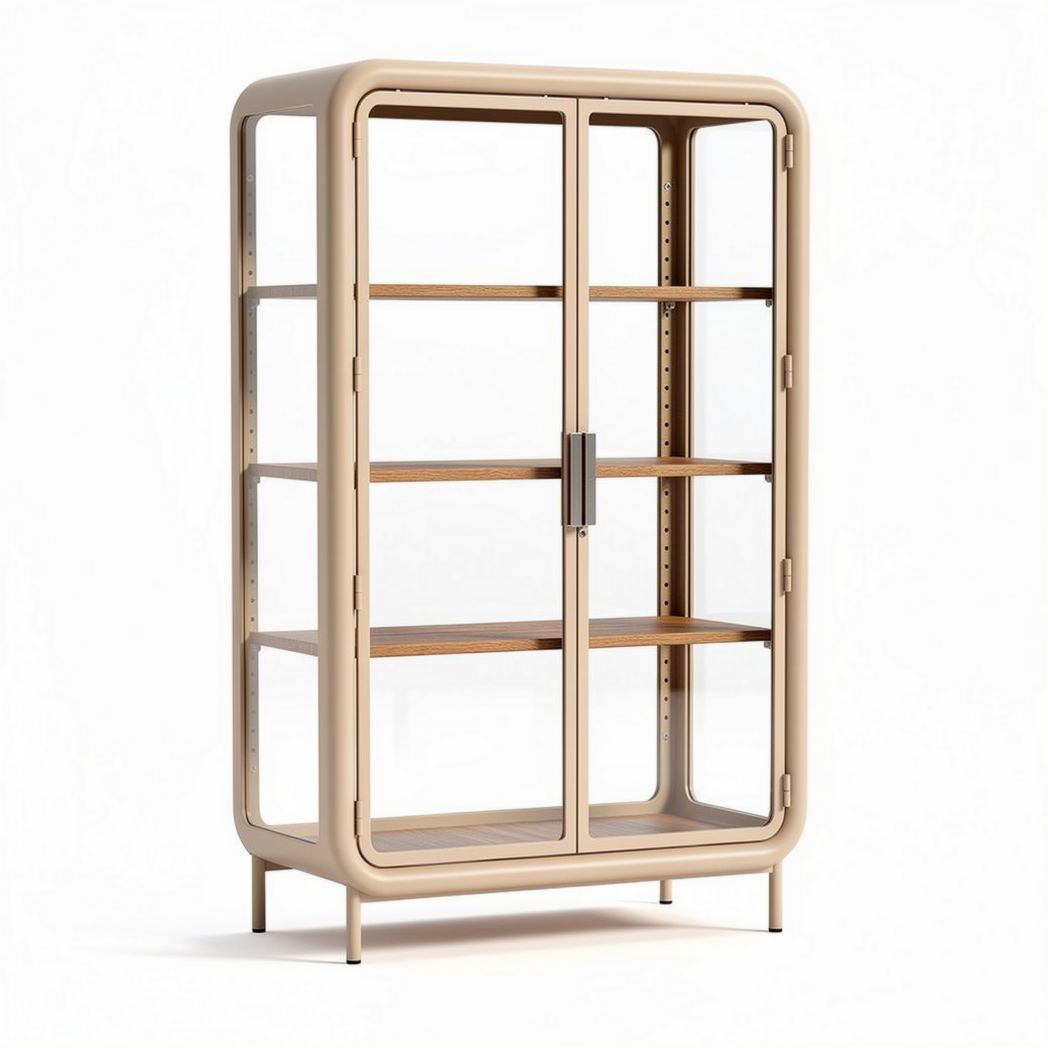 Acrylic display cabinet with wooden shelves for living room storage 80 x 40 x 120cm