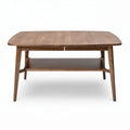 Walnut dining table with storage shelf and dimensions 150 x 90 x 75cm