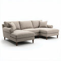 Sectional sofa in beige fabric with wooden legs 200 x 90 x 85cm