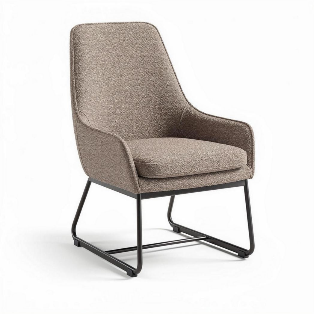Fabric armchair with metal frame in brown color measuring 75 x 65 x 90cm