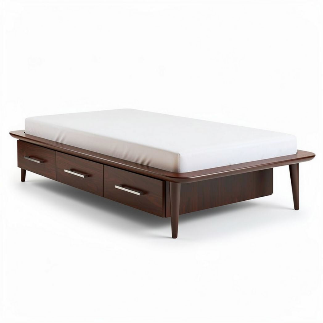 Wooden bed frame with storage drawers and mattress support 200 x 100 x 30cm