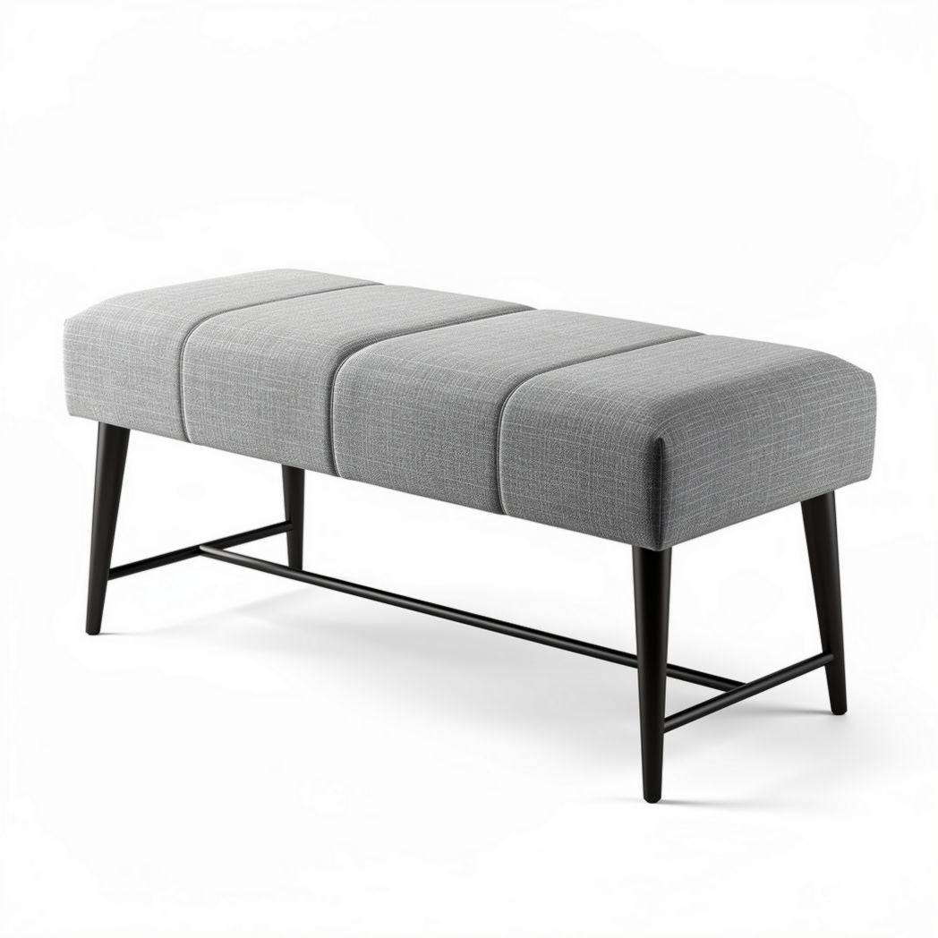 Upholstered bench with fabric seat and metal legs 100 x 40 x 45cm in gray