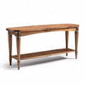 Wood console table with slatted shelf 150 x 40 x 75cm in brown finish